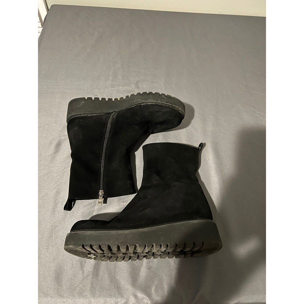 Azura Mendiapa-B Black Suede‎ Platform Ankle Boots Lug Sole Size 9.5 40